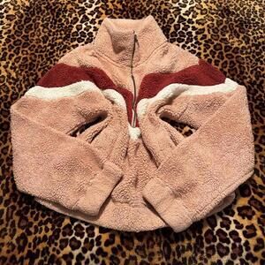 Abercrombie & Fitch pink/burgundy/white fleece sweatshirt
